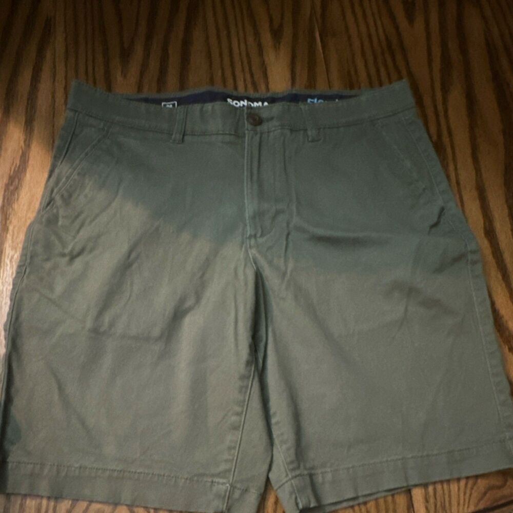Sonoma Flexwear Green Chino Shorts Cotton Spandex Flat Front Pockets RN#73277